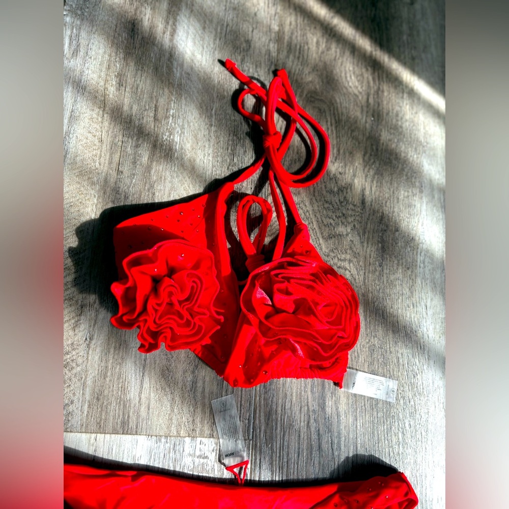 Red Rhinestone Bikini Set 👙 - Picture 2 of 7